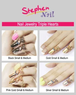 Stephen Nail Jewelry Triple Hearts (Medium-Gold)