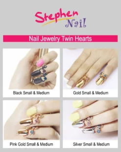 Stephen Nail Jewelry Twin Hearts (Medium-Pink Gold)