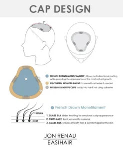 EasiPart French XL 12 Inch (Exclusive) | Monofilament Remy Human Hair Toppers By Jon Renau Wiglets